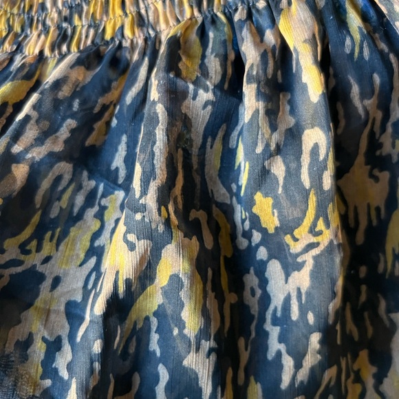 Vneck beaded collar sheer colorful top blouse cinched waist cover up one size - Picture 3 of 7